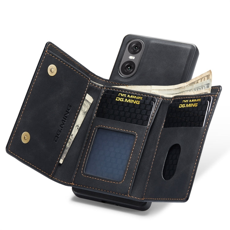 For Sony Xperia 10 VI DG.MING M1 Series 3-Fold Multi Card Wallet + Magnetic Phone Case(Black)