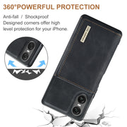For Sony Xperia 10 VI DG.MING M1 Series 3-Fold Multi Card Wallet + Magnetic Phone Case(Black)