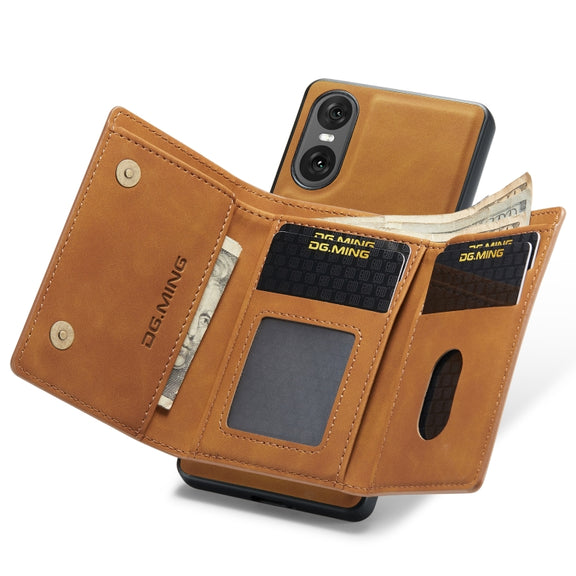 For Sony Xperia 10 VI DG.MING M1 Series 3-Fold Multi Card Wallet + Magnetic Phone Case(Brown)