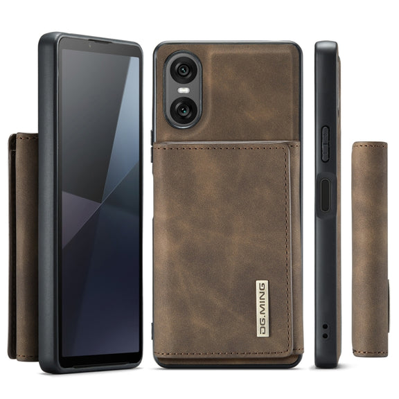 For Sony Xperia 10 VI DG.MING M1 Series 3-Fold Multi Card Wallet + Magnetic Phone Case(Coffee)