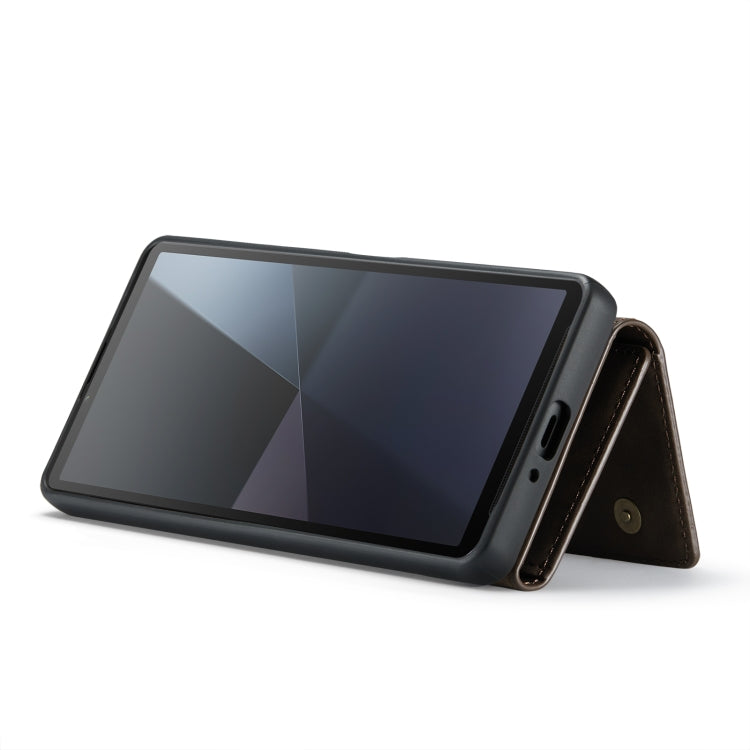 For Sony Xperia 10 VI DG.MING M1 Series 3-Fold Multi Card Wallet + Magnetic Phone Case(Coffee)