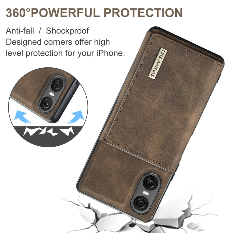 For Sony Xperia 10 VI DG.MING M1 Series 3-Fold Multi Card Wallet + Magnetic Phone Case(Coffee)