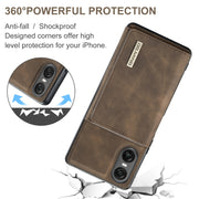 For Sony Xperia 10 VI DG.MING M1 Series 3-Fold Multi Card Wallet + Magnetic Phone Case(Coffee)