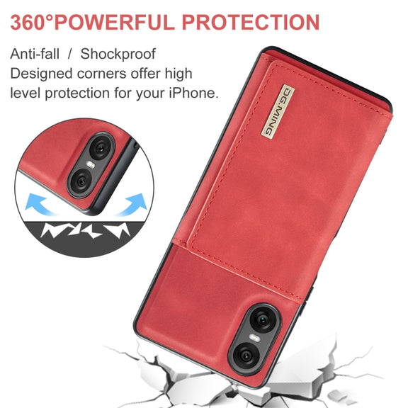 For Sony Xperia 10 VI DG.MING M1 Series 3-Fold Multi Card Wallet + Magnetic Phone Case(Red)