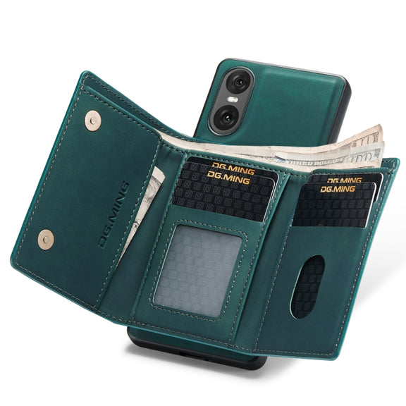 For Sony Xperia 10 VI DG.MING M1 Series 3-Fold Multi Card Wallet + Magnetic Phone Case(Green)