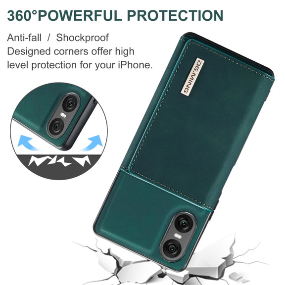 For Sony Xperia 10 VI DG.MING M1 Series 3-Fold Multi Card Wallet + Magnetic Phone Case(Green)