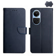 For OPPO Reno10 Global / Reno10 Pro Global HT02 Genuine Leather Fingerprint-proof Flip Phone Case(Blue) - OPPO Cases by PMC TechLife | Online Shopping South Africa | PMC TechLife