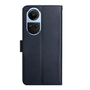 For OPPO Reno10 Global / Reno10 Pro Global HT02 Genuine Leather Fingerprint-proof Flip Phone Case(Blue)