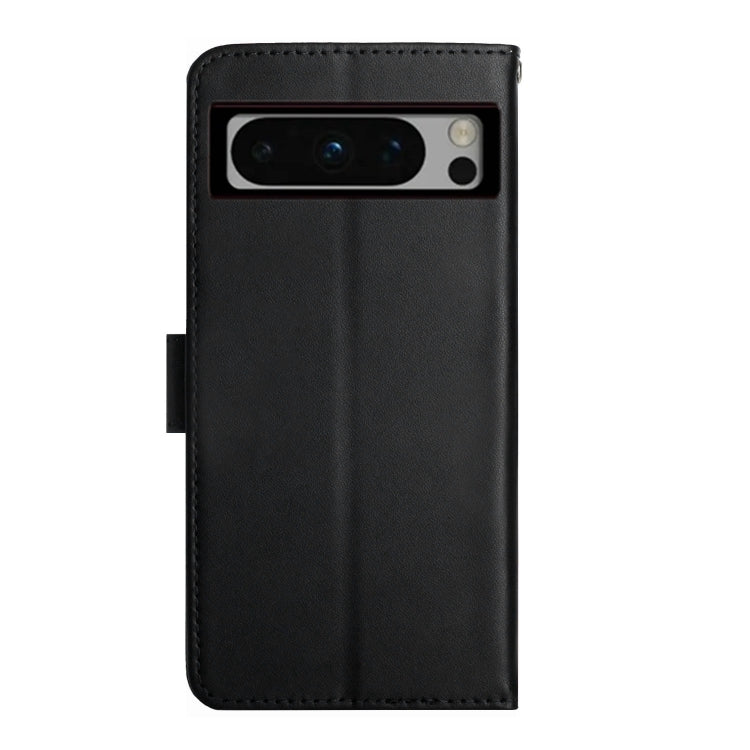 For Google Pixel 8 Pro HT02 Genuine Leather Fingerprint-proof Flip Phone Case(Black)