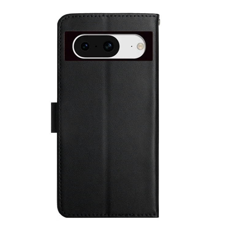 For Google Pixel 8 HT02 Genuine Leather Fingerprint-proof Flip Phone Case(Black)