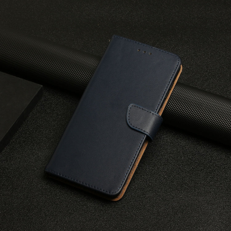 For Google Pixel 9 HT02 Genuine Leather Fingerprint-proof Flip Phone Case(Blue)