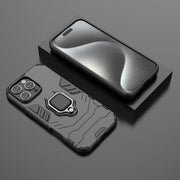 For iPhone 16 Pro Max Shockproof PC + TPU Holder Phone Case(Black)