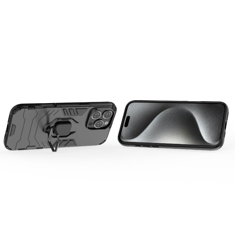 For iPhone 16 Pro Max Shockproof PC + TPU Holder Phone Case(Black)