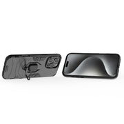 For iPhone 16 Pro Max Shockproof PC + TPU Holder Phone Case(Black)
