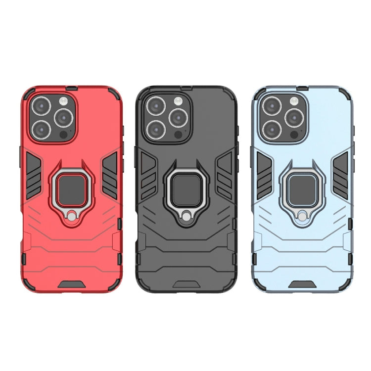 For iPhone 16 Pro Max Shockproof PC + TPU Holder Phone Case(Black)