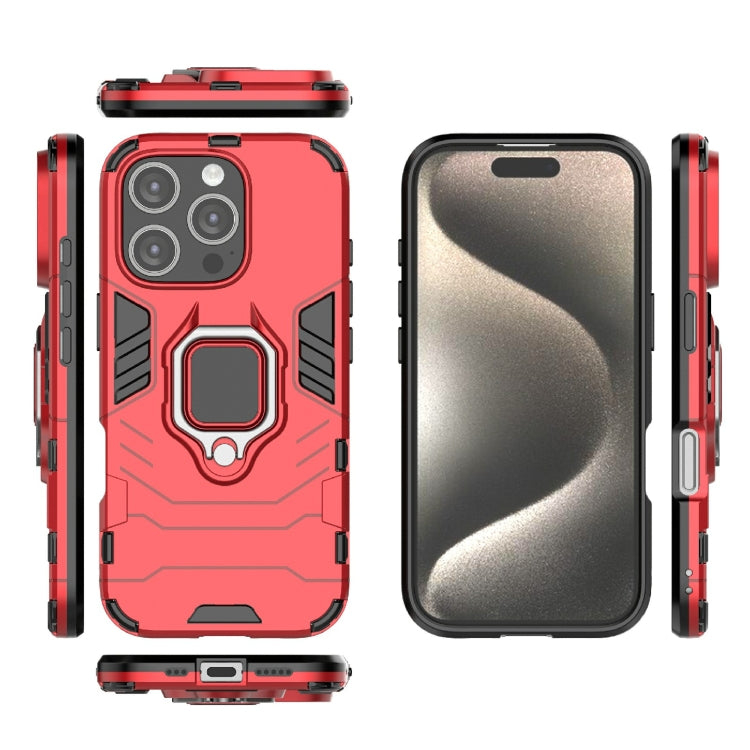 For iPhone 16 Pro Shockproof PC + TPU Holder Phone Case(Red)