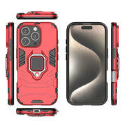 For iPhone 16 Pro Shockproof PC + TPU Holder Phone Case(Red)