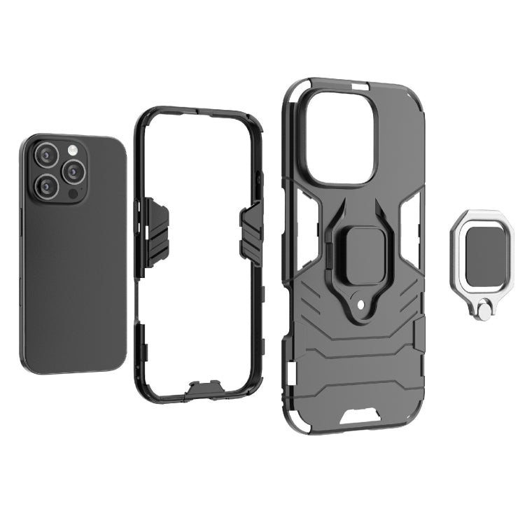 For iPhone 16 Pro Shockproof PC + TPU Holder Phone Case(Red)