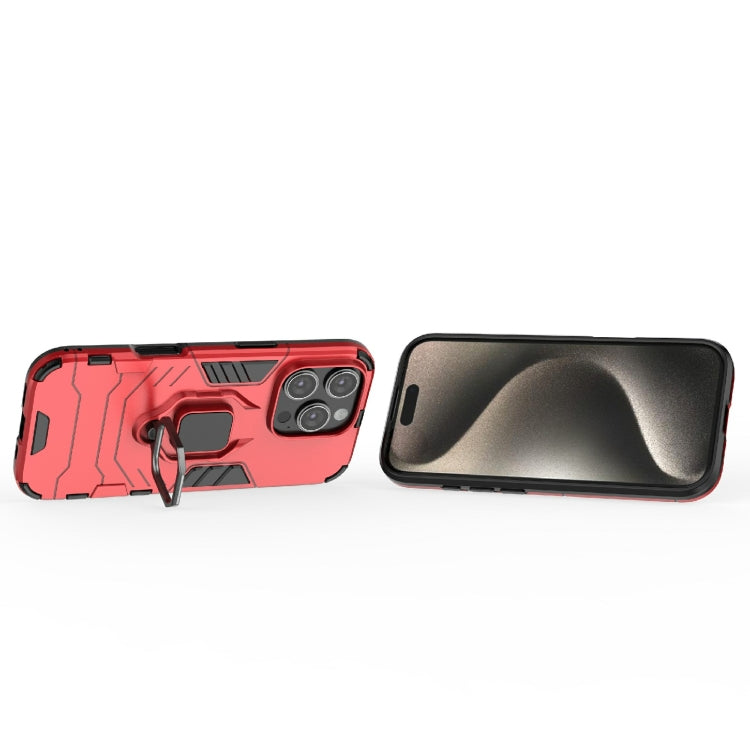 For iPhone 16 Pro Shockproof PC + TPU Holder Phone Case(Red)