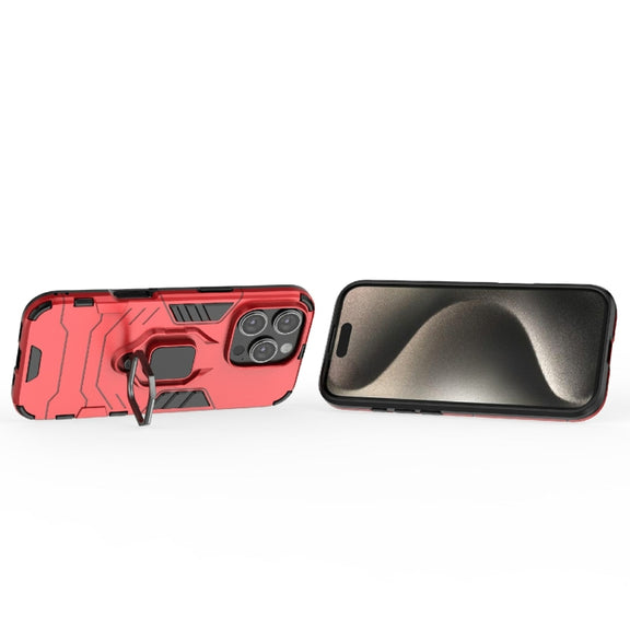 For iPhone 16 Pro Shockproof PC + TPU Holder Phone Case(Red)