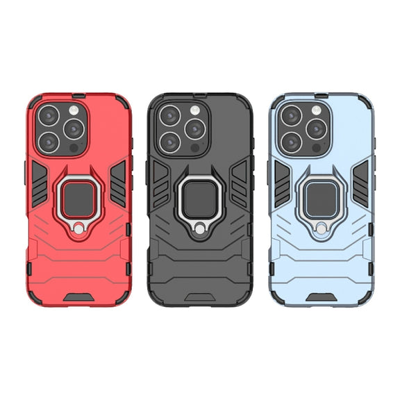 For iPhone 16 Pro Shockproof PC + TPU Holder Phone Case(Red)