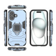 For iPhone 16 Shockproof PC + TPU Holder Phone Case(Navy Blue)