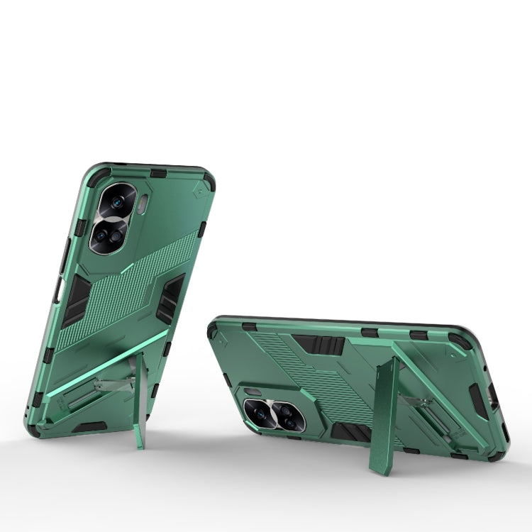 For Honor 90 Lite 5G Global Punk Armor 2 in 1 PC + TPU Phone Case with Holder(Green)