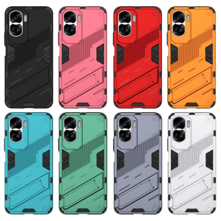 For Honor 90 Lite 5G Global Punk Armor 2 in 1 PC + TPU Phone Case with Holder(Green)