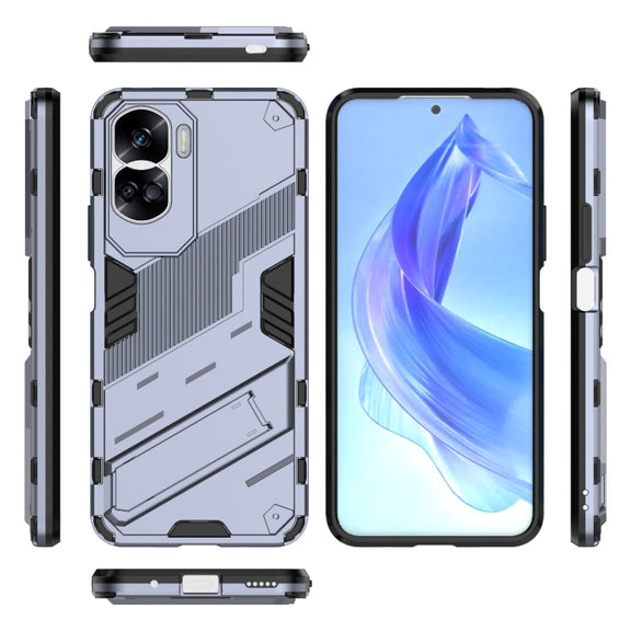 For Honor 90 Lite 5G Global Punk Armor 2 in 1 PC + TPU Phone Case with Holder(White)