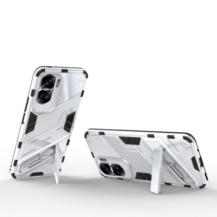 For Honor 90 Lite 5G Global Punk Armor 2 in 1 PC + TPU Phone Case with Holder(White)