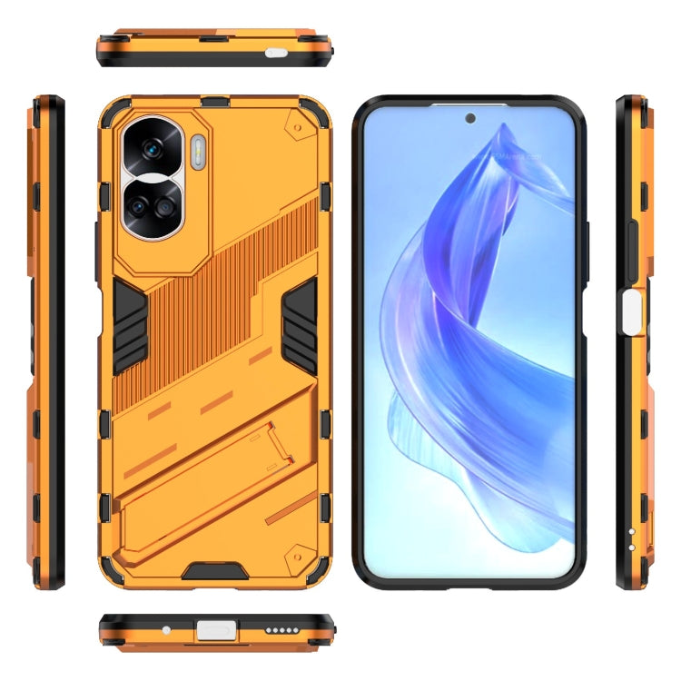 For Honor 90 Lite 5G Global Punk Armor 2 in 1 PC + TPU Phone Case with Holder(Orange)