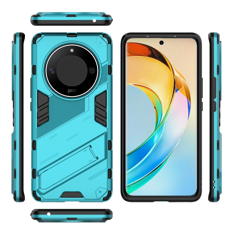 For Honor X50 5G Global / X9B Punk Armor 2 in 1 PC + TPU Phone Case with Holder(Blue)