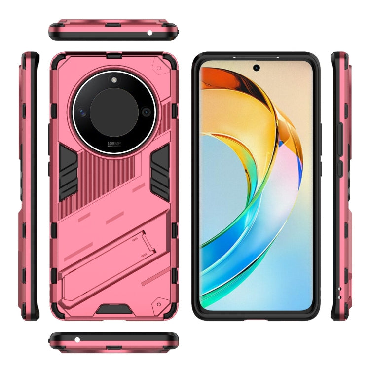 For Honor X50 5G Global / X9B Punk Armor 2 in 1 PC + TPU Phone Case with Holder(Light Red)