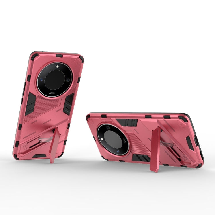 For Honor X50 5G Global / X9B Punk Armor 2 in 1 PC + TPU Phone Case with Holder(Light Red)