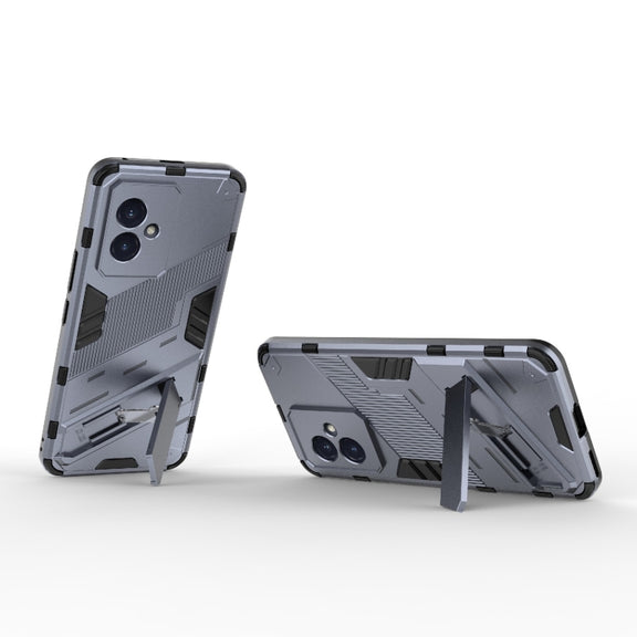 For Honor 100 5G Punk Armor 2 in 1 PC + TPU Phone Case with Holder(Grey)