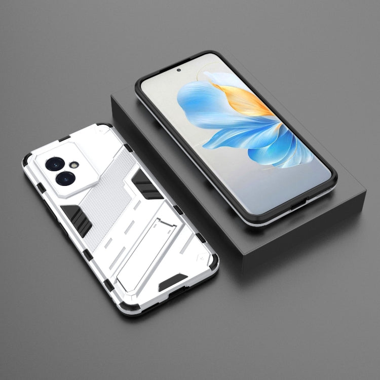 For Honor 100 5G Punk Armor 2 in 1 PC + TPU Phone Case with Holder(White)