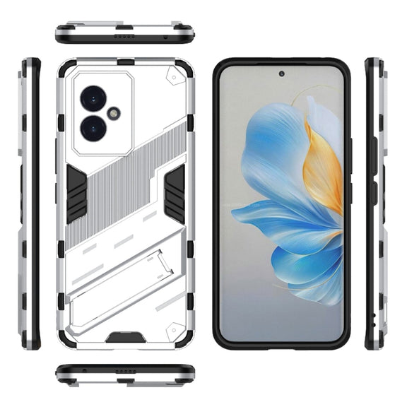 For Honor 100 5G Punk Armor 2 in 1 PC + TPU Phone Case with Holder(White)