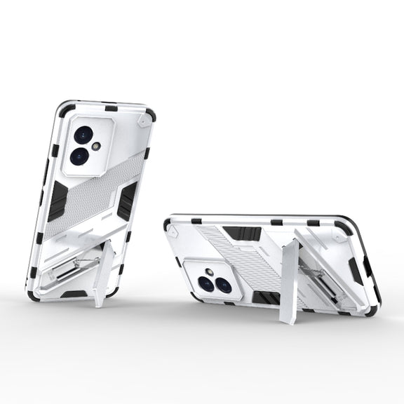 For Honor 100 5G Punk Armor 2 in 1 PC + TPU Phone Case with Holder(White)