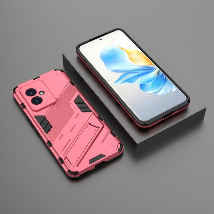 For Honor 100 5G Punk Armor 2 in 1 PC + TPU Phone Case with Holder(Light Red)