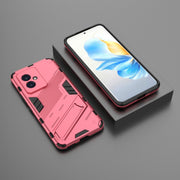 For Honor 100 5G Punk Armor 2 in 1 PC + TPU Phone Case with Holder(Light Red)