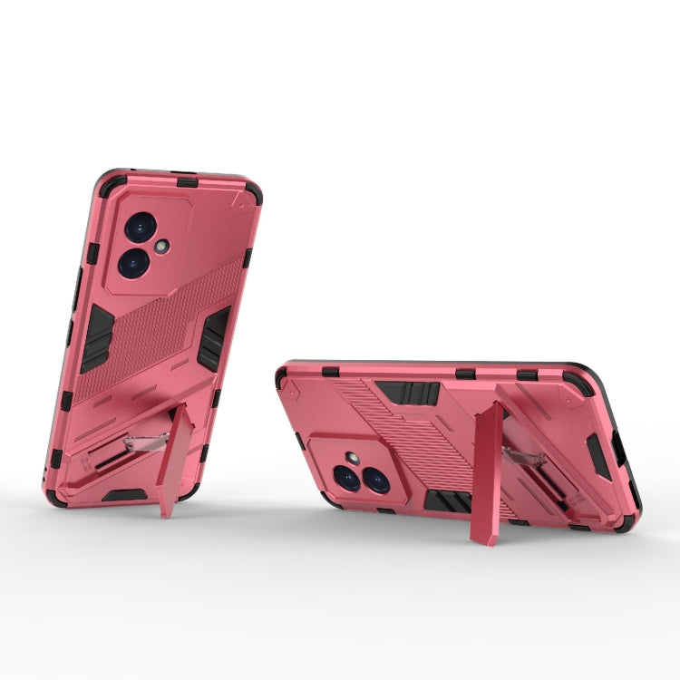 For Honor 100 5G Punk Armor 2 in 1 PC + TPU Phone Case with Holder(Light Red)