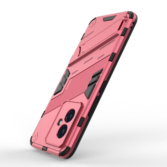 For Honor 100 5G Punk Armor 2 in 1 PC + TPU Phone Case with Holder(Light Red)