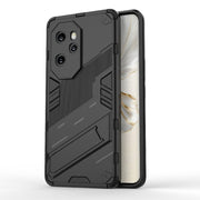 For Honor 100 Pro 5G Punk Armor 2 in 1 PC + TPU Phone Case with Holder(Black)