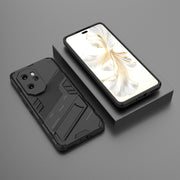 For Honor 100 Pro 5G Punk Armor 2 in 1 PC + TPU Phone Case with Holder(Black)