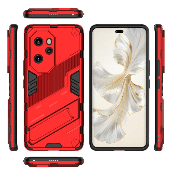For Honor 100 Pro 5G Punk Armor 2 in 1 PC + TPU Phone Case with Holder(Red)