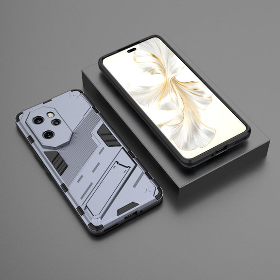 For Honor 100 Pro 5G Punk Armor 2 in 1 PC + TPU Phone Case with Holder(Grey)