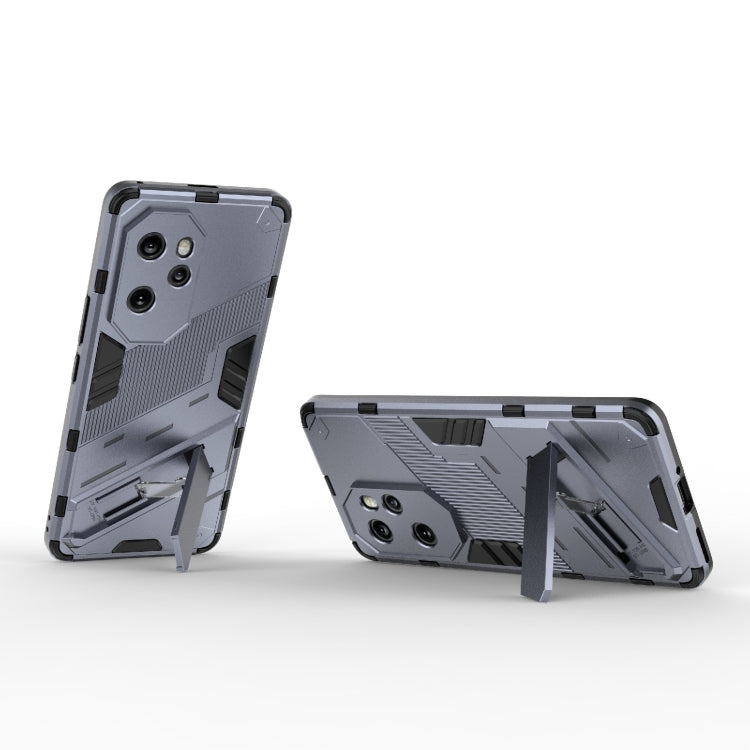 For Honor 100 Pro 5G Punk Armor 2 in 1 PC + TPU Phone Case with Holder(Grey)