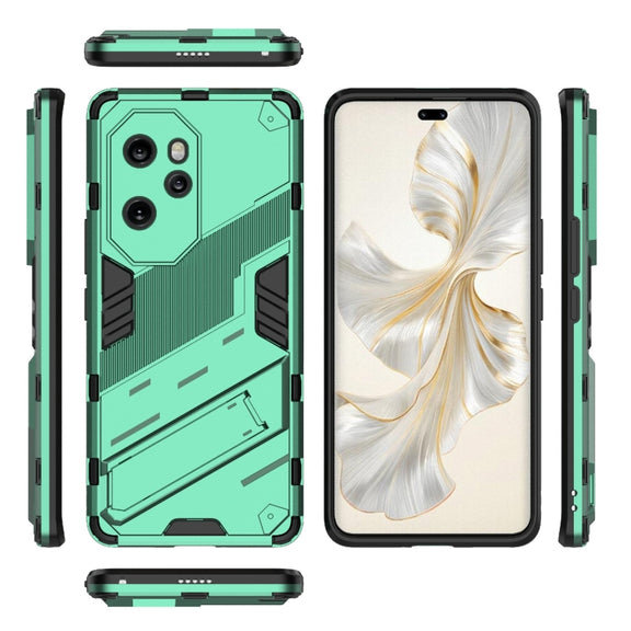 For Honor 100 Pro 5G Punk Armor 2 in 1 PC + TPU Phone Case with Holder(Green)