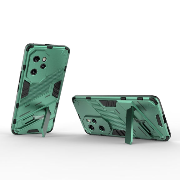 For Honor 100 Pro 5G Punk Armor 2 in 1 PC + TPU Phone Case with Holder(Green)
