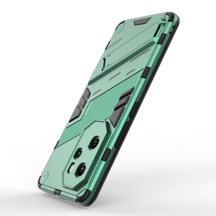 For Honor 100 Pro 5G Punk Armor 2 in 1 PC + TPU Phone Case with Holder(Green)